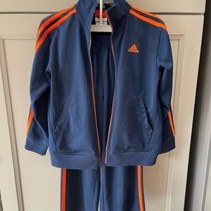 Adidas kids boys track suit matching set zipper jacket and pants sz 6